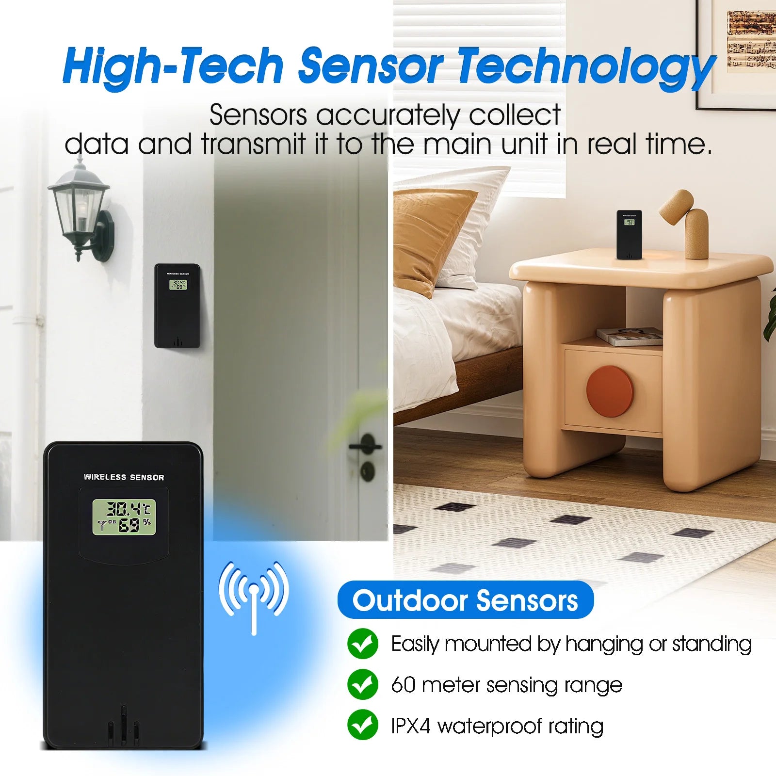 Indoor/Outdoor Weather Station With Alarm Clock – Accurate Thermometer, Hygrometer & 7-Day Forecast Calendar, For Desktop