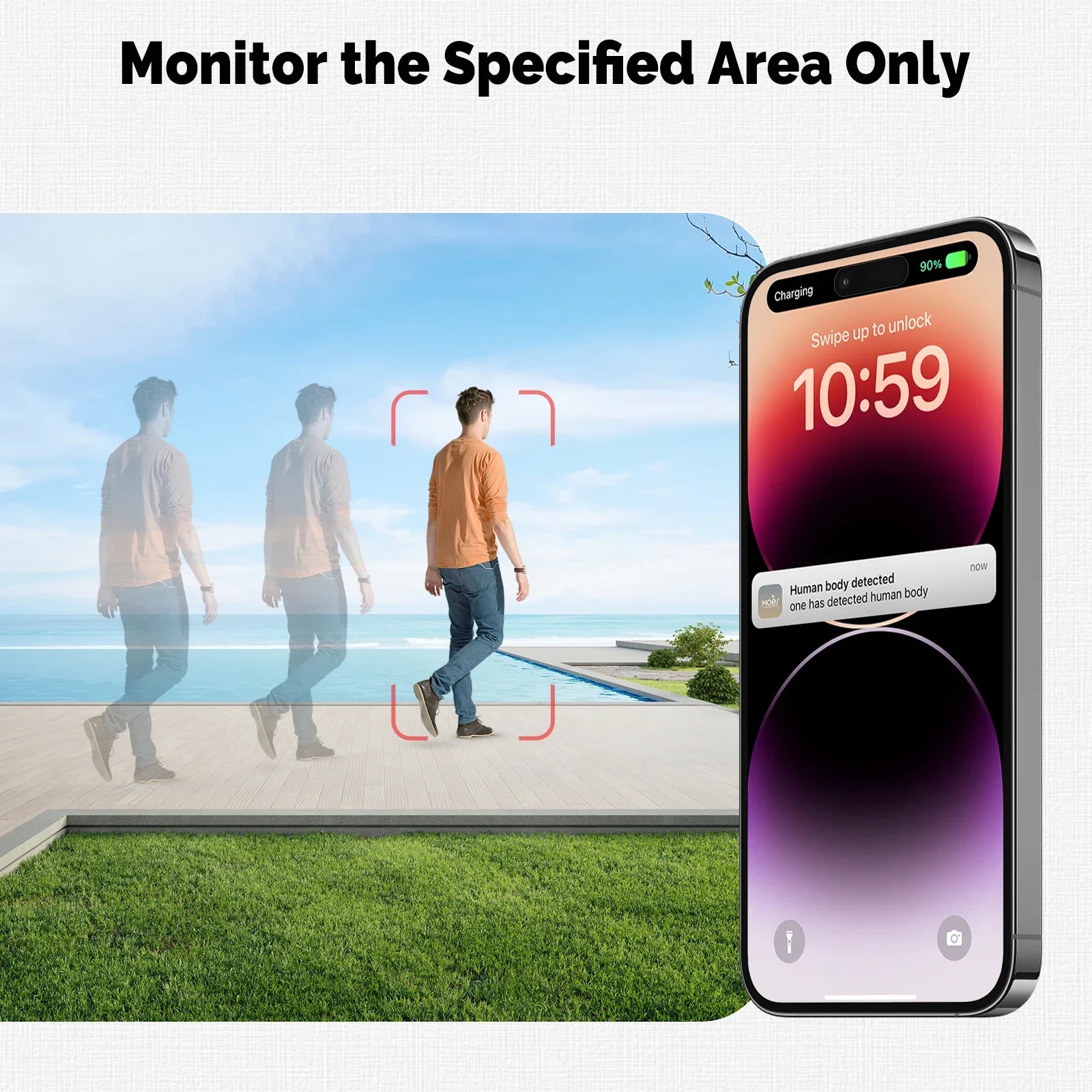 MOES Smart Solar Security Camera, WiFi 2.4/5GHz Dual Band, IP65 Waterproof, APP/Alexa/Google Home Monitoring, Tuya
