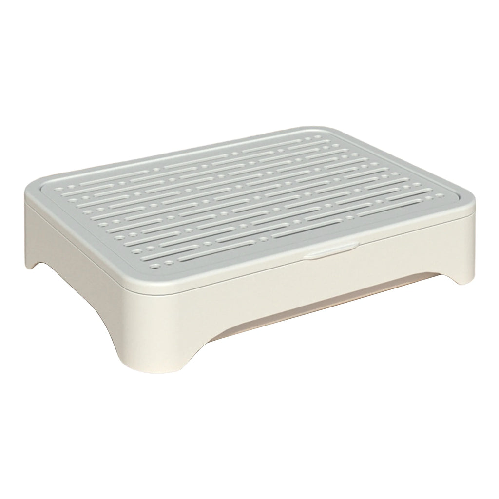 Indoor cat grass planter pot, empty grey tray with raised vent holes