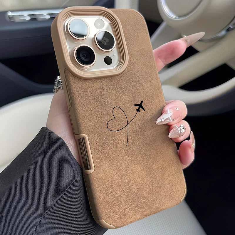 Airplane Heart iPhone Case: Durable Faux Leather Shock-Absorbing Cover Tidesmit