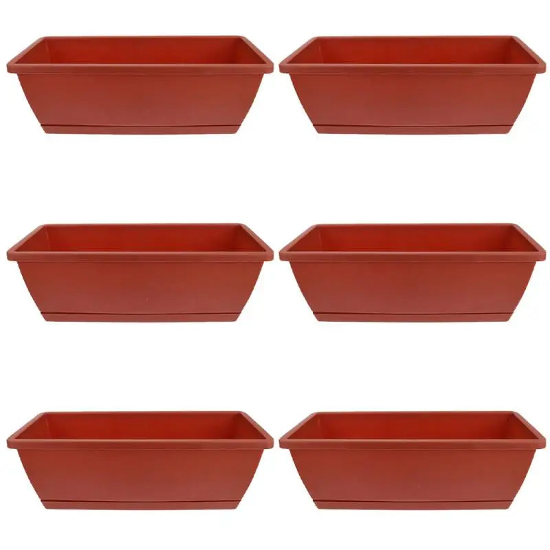 6pcs Balcony Planting Pot Flower Pots With Trays Container Flowerpot Vegetable Plastic Large Rectangular Garden Pots