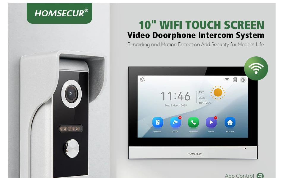 Tuya Smart APP WIFI HD 10” Video Doorphone Entry Intercom System 4 Wire IP65 1080P Doorbell Camera Recording Snapshot