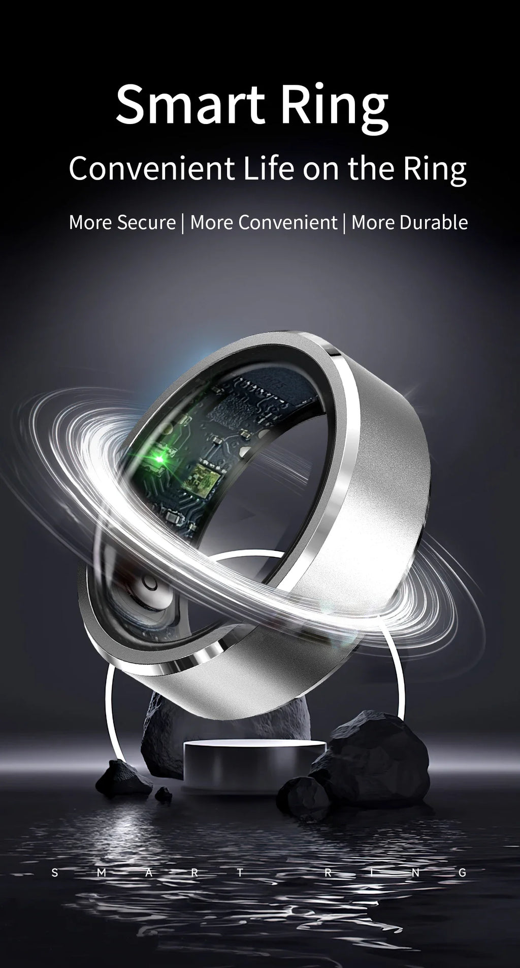 Smart Health Ring Fitness Tracker with Heart Rate & Oxygen Monitor Tidesmit