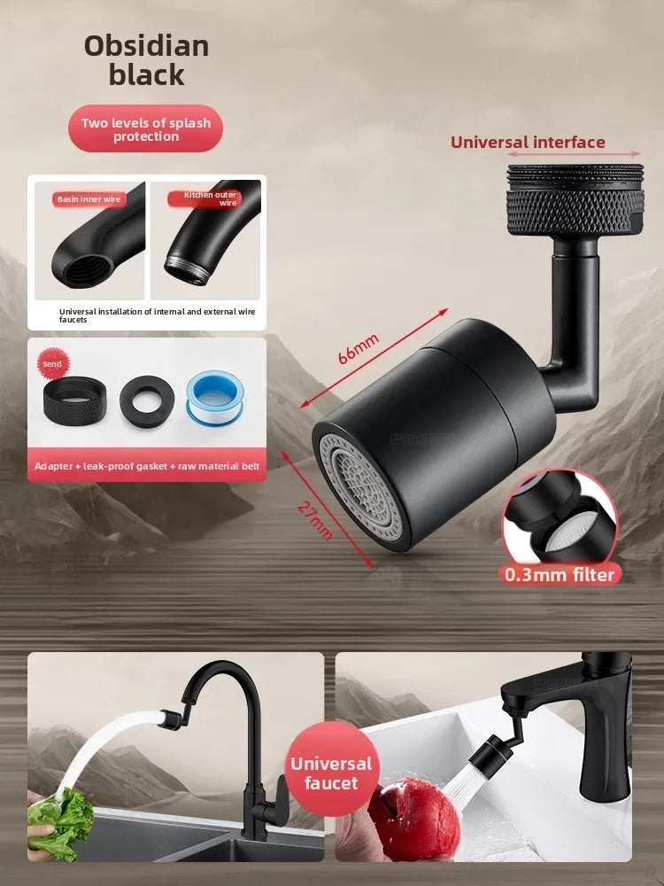 Robotic Arm Universal Faucet Extender Rotatable Nozzle Washbasin Multi-functional Universal Connector Splash-proof Artifact
