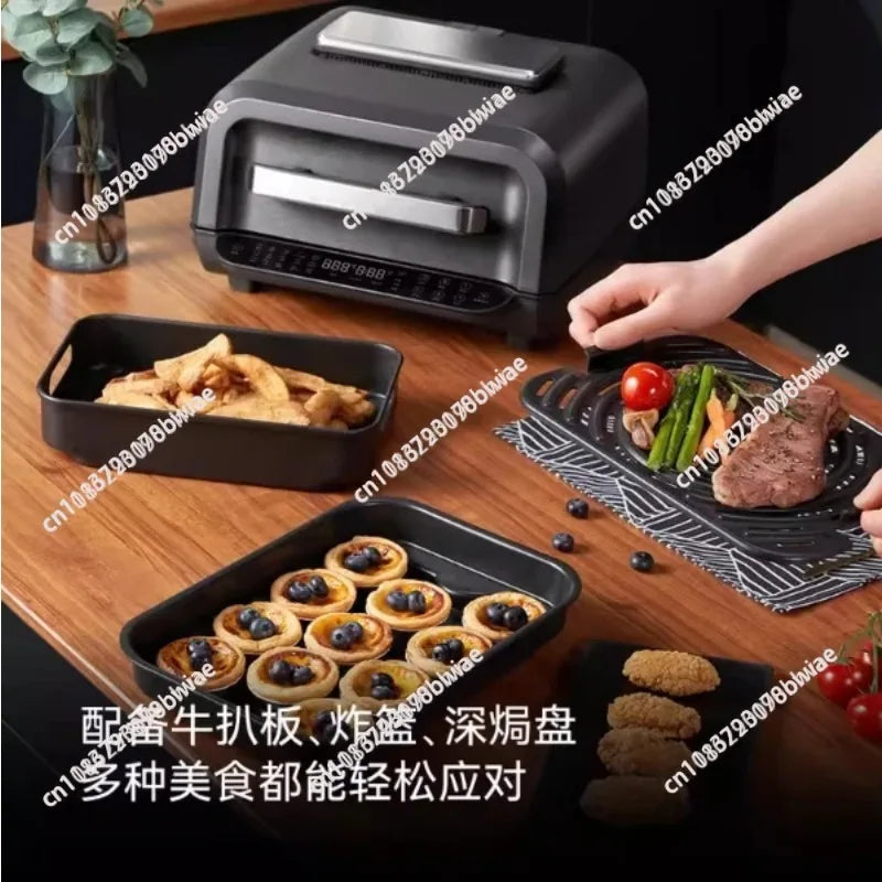 8-in-1 Multifunctional Indoor Smokeless Grill&Air Fryer Built With Smart Thermometer, Household Multi-purpose Cooking Appliance