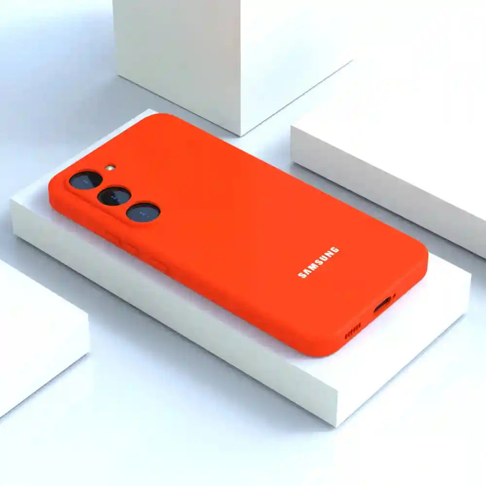 Liquid Silicone Phone Case for Samsung S25 FE – Shock-Absorbing Slim Fit Orange Tidesmit