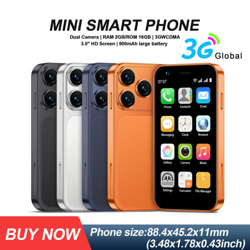 SERVO 18SE mini smartphone: 3-inch HD display, 2GB+16GB, 3G, dual camera, multiple colors, portable Android device.
