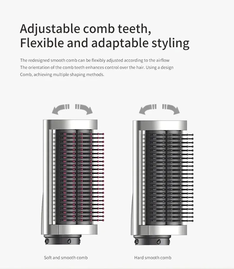 SenCiciMen 6-in-1 multi hair styler brush attachment with adjustable comb teeth for flexible professional hair styling.