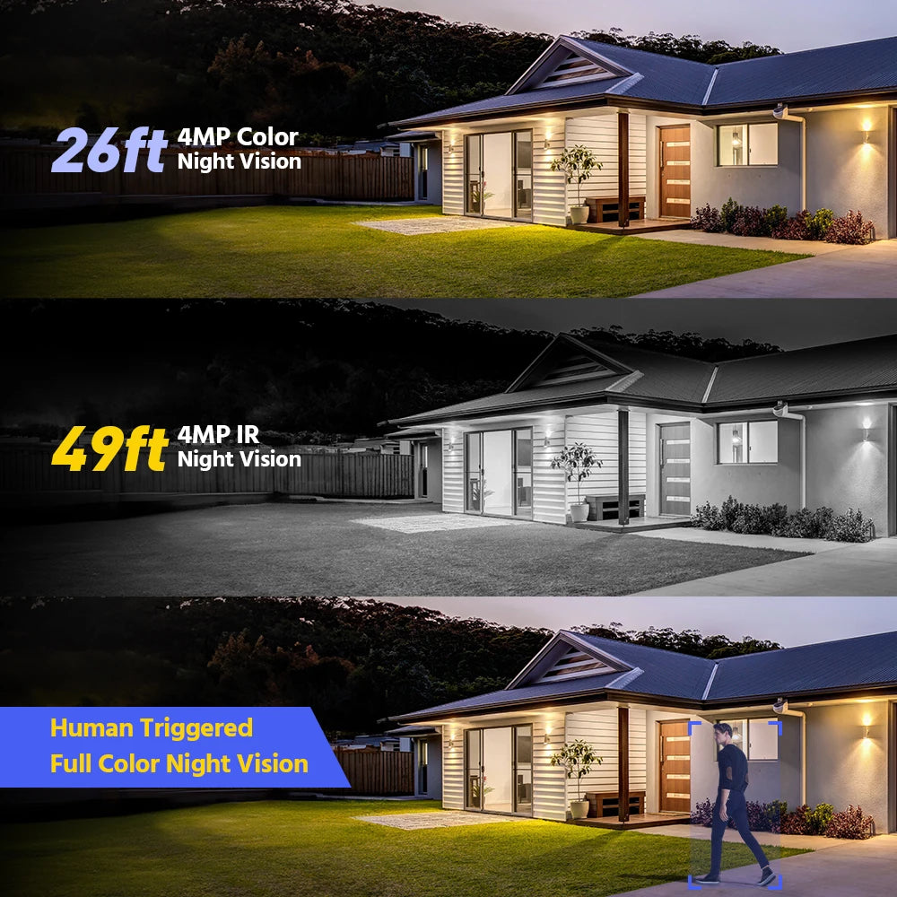 Annke 4MP solar security cameras 4CH Wireless NVR 4mm color night vision camera battery Audio 2.4G 5.8G dual-band WIFI Camera