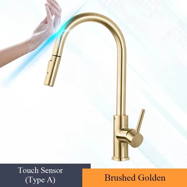 Pull Out Touch Sensor Kitchen Faucet 360 Rotation Kitchen Faucet Sensor Tap Faucet Single Handle Mixer Tap