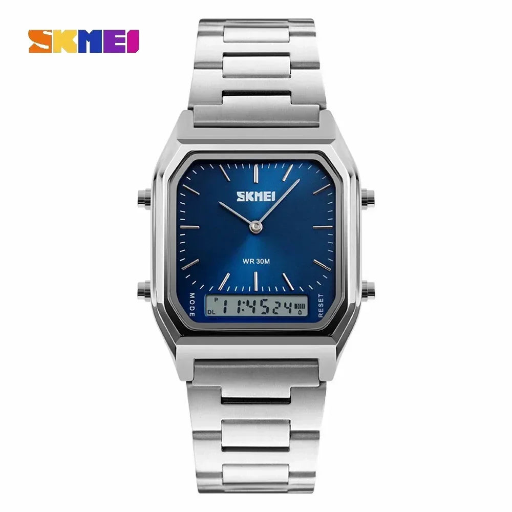 SKMEI 1220 Digital Quartz Watch for Men Sports Chronograph Waterproof Stainless Steel Shockproof Mens Wristwatches Reloj Hombre
