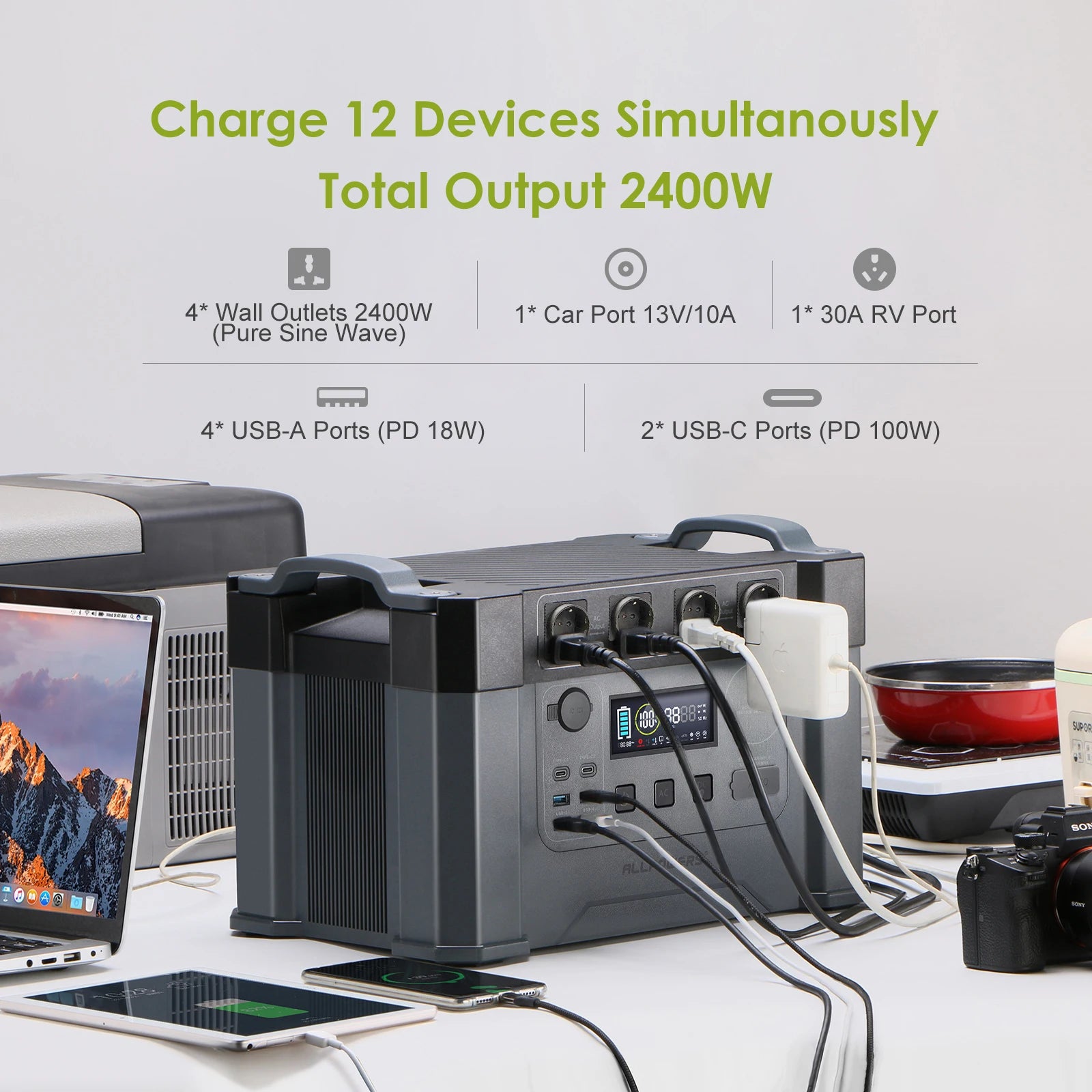 Portable Power Station 2400W with 400W Solar Panels for Off-Grid Energy Tidesmit