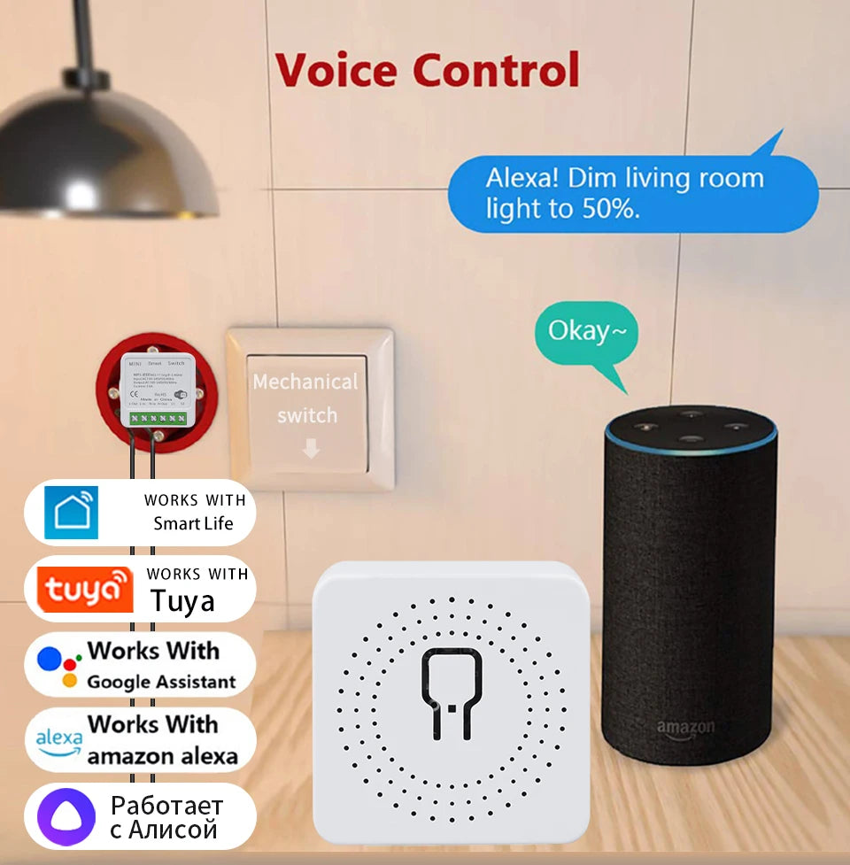 Tidesmit WiFi Smart Switch Mini - 2-Way Breaker for Home Automation Tidesmit