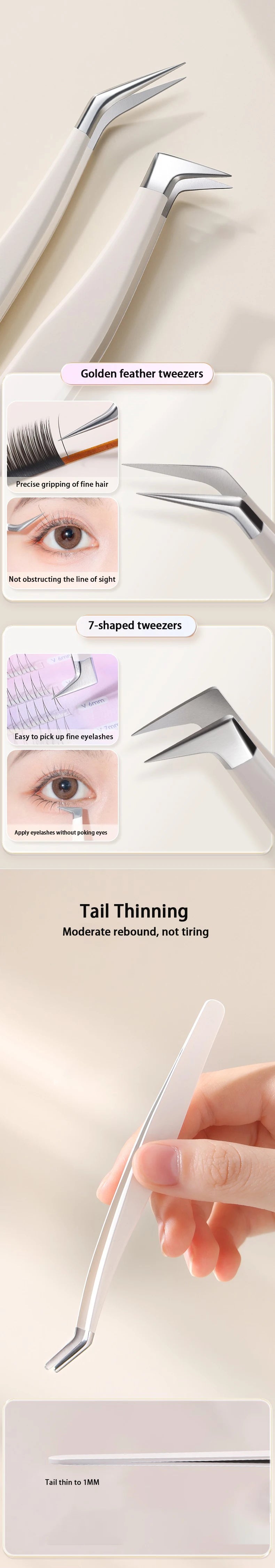 Eyelash Tweezers Precision Tool - Stainless Steel Crafting Tidesmit False Eyelashes Tidesmit