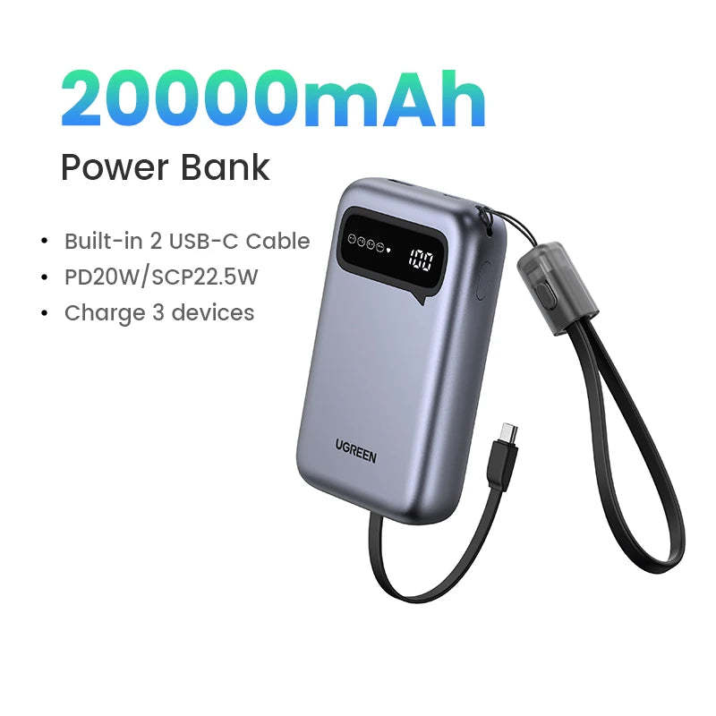 20000mAh Fast Charging Power Bank - Portable 22.5W USB-C Charger Black 20000mah Tidesmit