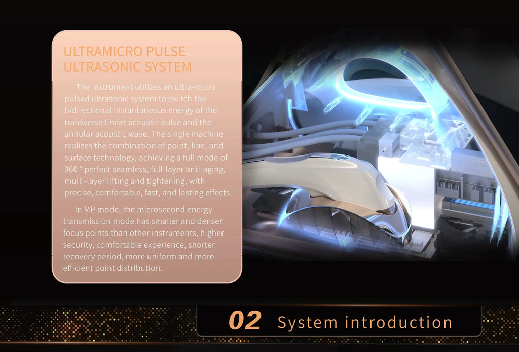 12D facial and body lift machine with ultra-micro pulse ultrasonic system for anti-aging skin tightening technology.