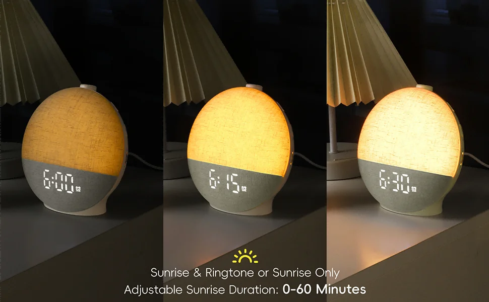 Wake Up Light Sunrise Alarm Clock White Noise Sound Machine Bluetooth Speaker Color Changing Night Lights for Bedroom Ideal Gift