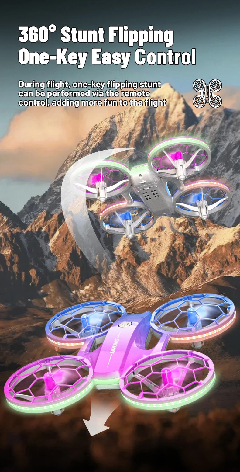RC Stunt Drone for Kids with LED Lights - Durable Quadcopter Blue/Red/Violet Tidesmit