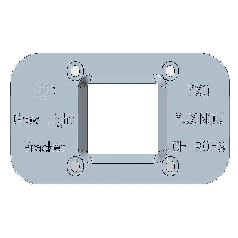 LED grow light bracket template diagram with square center opening