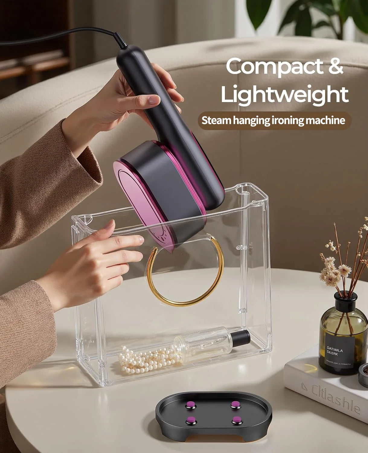 Tidesmit portable mini garment steamer featuring a sleek handheld design for efficient wet and dry clothing ironing.