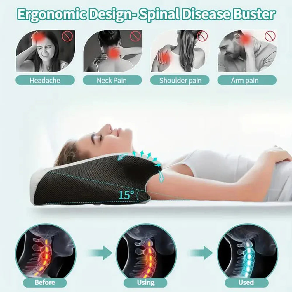 Memory Foam Neck Pillow: Ergonomic Cervical Support for Sleep Massage Cushion Tidesmit