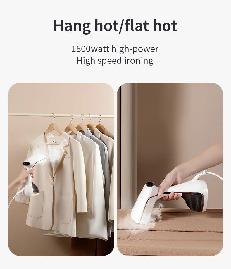 Tidesmit 1800W portable handheld steam iron with touchscreen control and 320ml water tank for efficient garment care