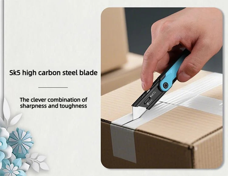 Workpro Folding Utility Knife Stainless Steel Quick Realse Pocket Knife with Belt Clip Sharp 10 blades Purpose DIY Cutting Tools
