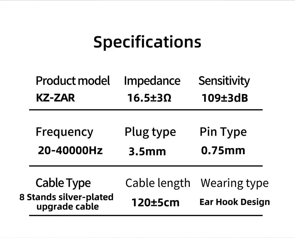 KZ ZAR Hybrid Driver In-ear Monitor 1DD + 7BA HiFi Headphones 2Pin Wired Headphones Music DJ Headphones Sports Gaming Earbud Tidesmit