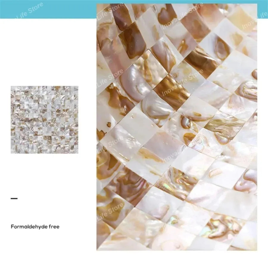 30x30CM Natural Shell Mosaic Tiles Sheet Mother of Pearl Wallpaper Tile Sticker Kitchen Backsplash Bathroom Shower Decorative