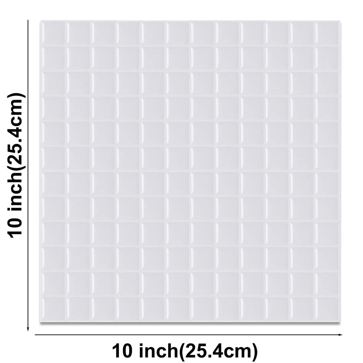 White 3D mosaic brick wall stickers, square tile pattern on a vinyl sheet