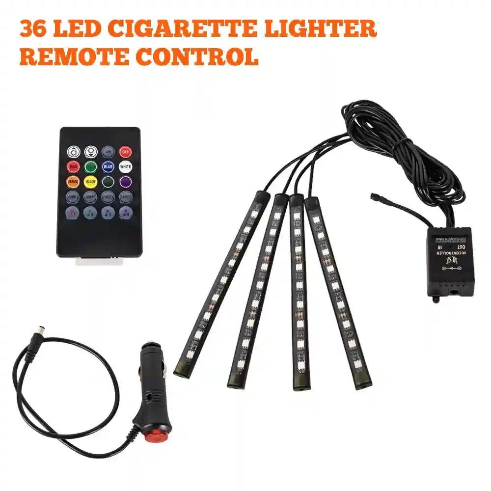 Tidesmit Car Interior LED Ambient Lights - App Controlled RGB USB Lighting 36LED Remote Cig Tidesmit