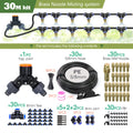 30M brass nozzle misting system kit contents: 5/8mm hose, brass nozzles, tees, clips