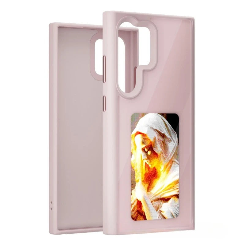 NFC Ink Screen Phone Case for Galaxy S24 Ultra - Slim Shock-Absorbing Cover Pink Tidesmit