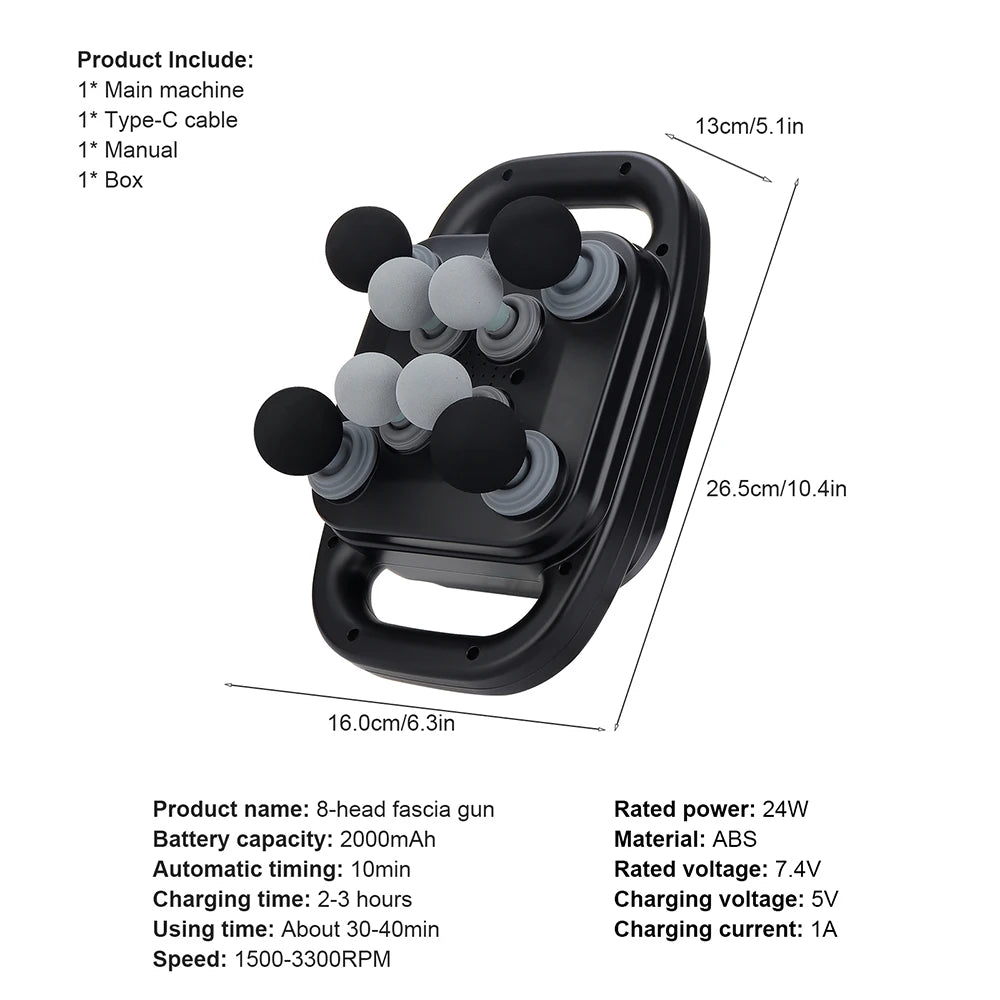 Deep Tissue Massage Gun with 99 Speed Settings and Heat Therapy Back Massage Instrument Tidesmit