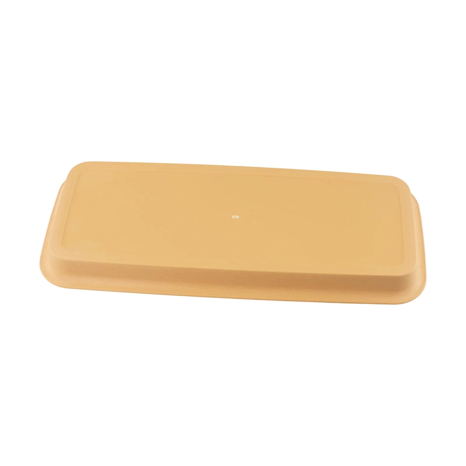 Rectangular beige plastic plant water tray with shallow base