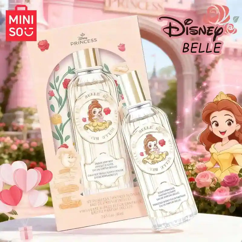 MINISO Disney Belle floral Eau de Parfum 60ml. Women's luxury spray in a sleek glass bottle. Perfect birthday gift.