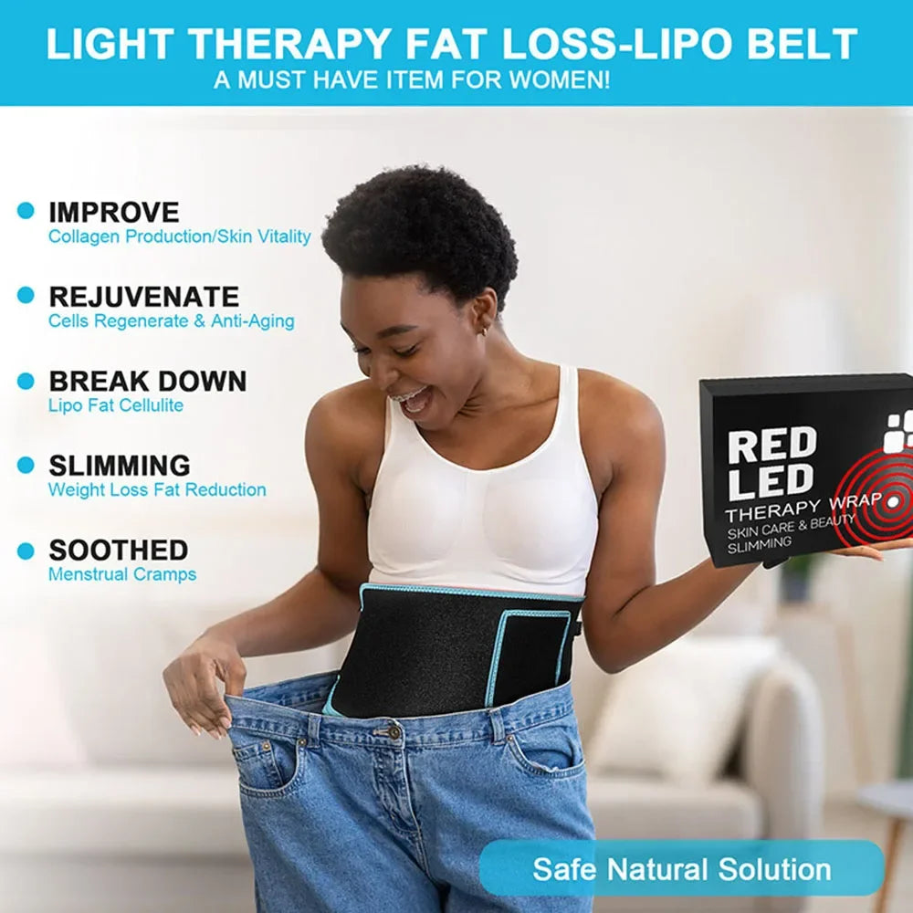 Red ＆Infrared LED Light Therapy Belt 850nm 660nm Back Pain Relief Wrap Burn Fat Wrap Slimming Machine Waist Heat Pad Full Body