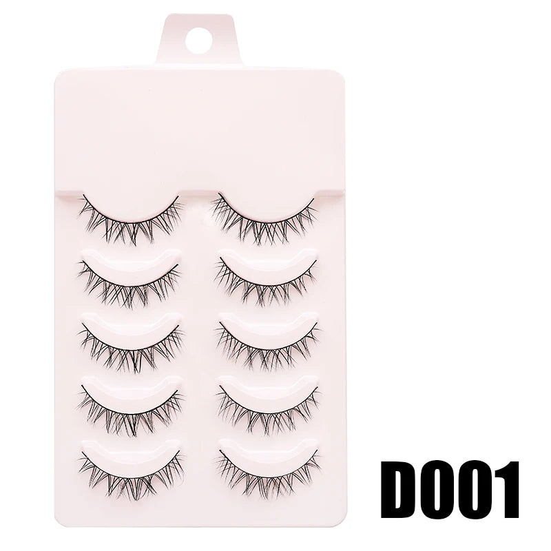Anime Manga False Eyelashes - Natural Wispy Faux Lashes - 5 Pairs Set False Eyelashes D001 Tidesmit