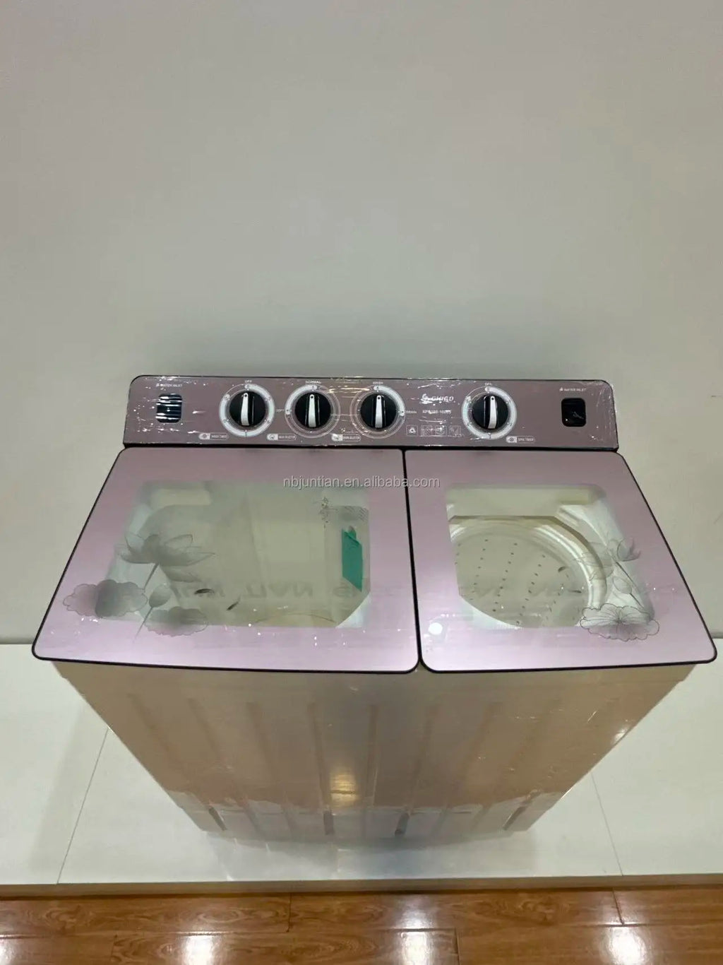 Tidesmit 18KG double bucket washing machine side view highlighting spin drying and large capacity laundry features
