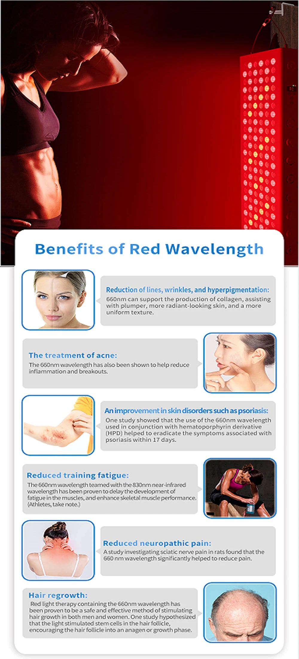 Plus500 Red Light Therapy Panel 630nm 660nm 810nm 830nm 850nm Infrared LED Therapy Light Device, Red Light Beauty Device