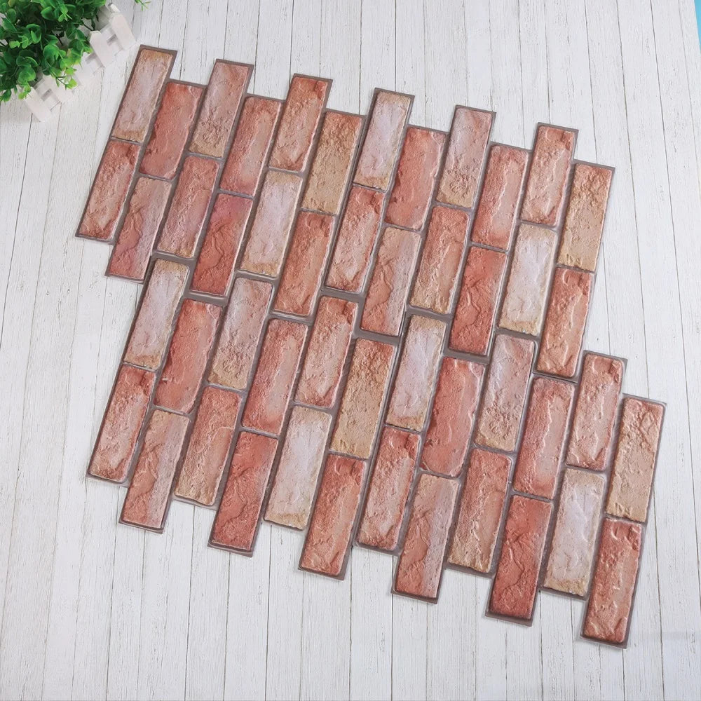Pack of 10 3D Wall Panels, Stone Look, Self-Adhesive, Peel and Stick Fake Brick Decorative Tiles for DIY Wall Decor