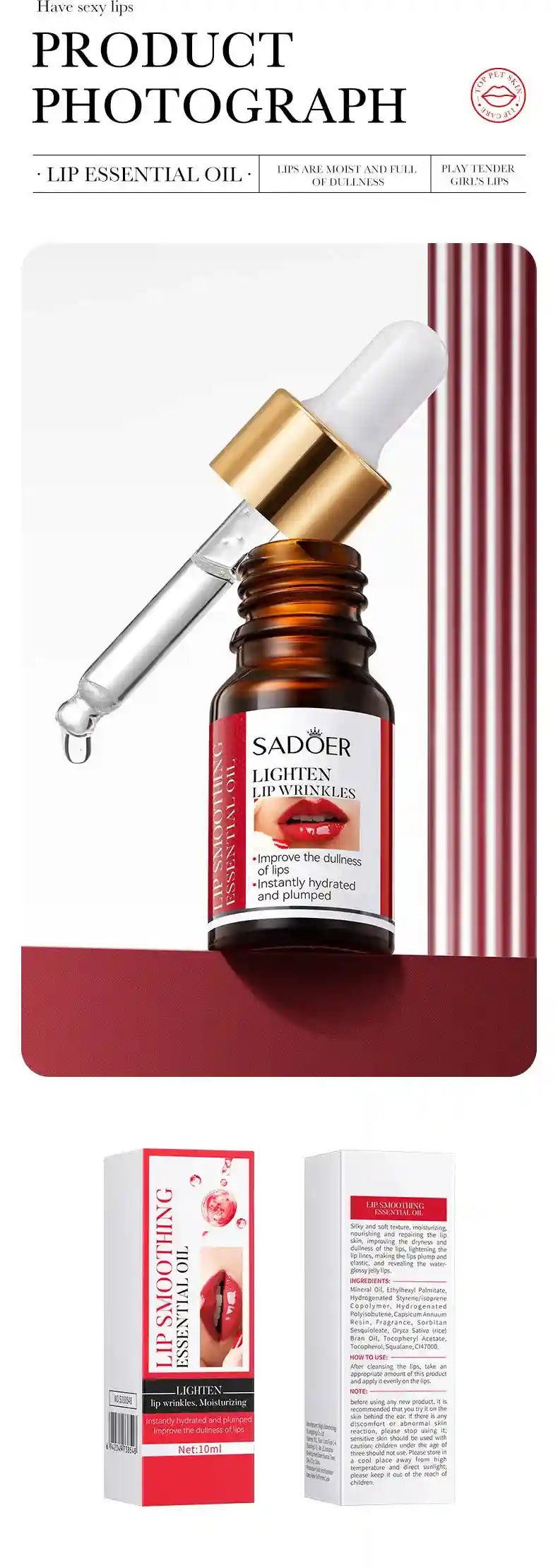 Lip Plumping Serum With Hyaluronic Acid - Hydrating Lip Treatment Lip Care Tidesmit