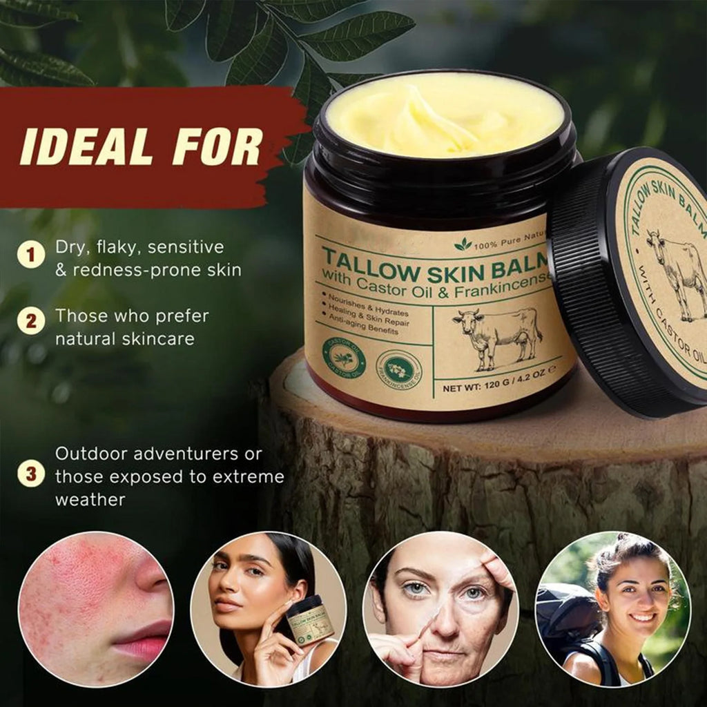 Natural Tallow Face Moisturizer Beeswax Grass-Fed Whipped Tallow Honey Cream Moisturizing Nourish Fast Absorbing Body Skin Care