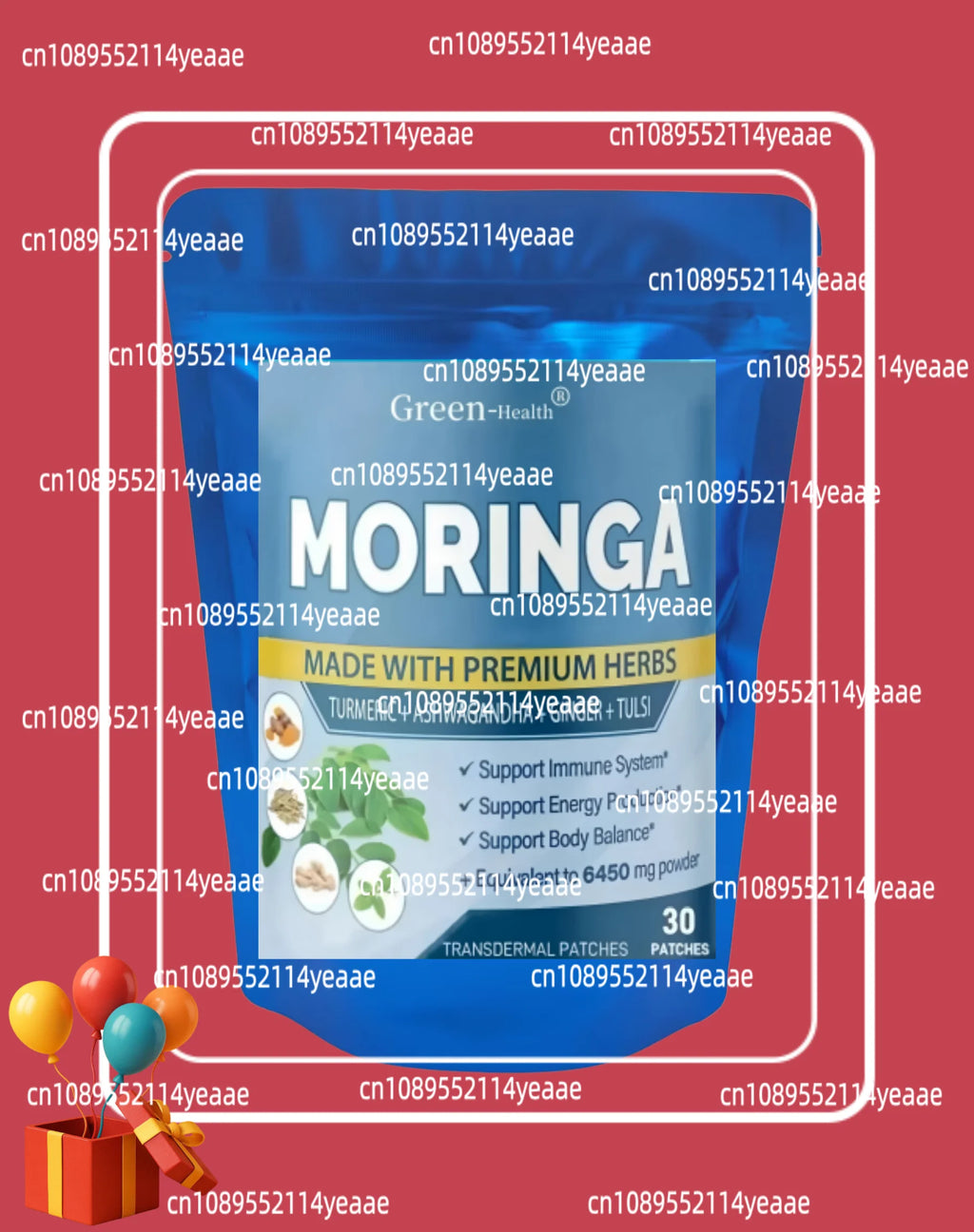 30 Patches Moringa Transdermal Patches With Ashwagandha, Ginger, Turmeric Energy Booster Immune System Support