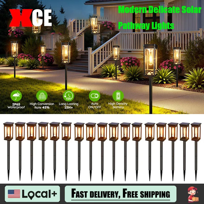 4/6 PCS Solar Pathway Light Outdoor Auto On/Off at Dusk Outdoor Waterproof Solar Lamp Garden Yard Patio Walkway Driveway Camping Decor Landscape Lighting Utomatic Pathway Lighting