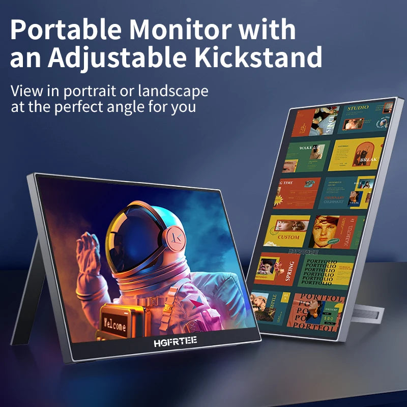 HGFRTEE 14.1 Inch Portable Monitor 1200P 16:10 Aspect Ratio 63%sRGB Second Screen for Laptop Gaming Compatible with Switch PS4/5