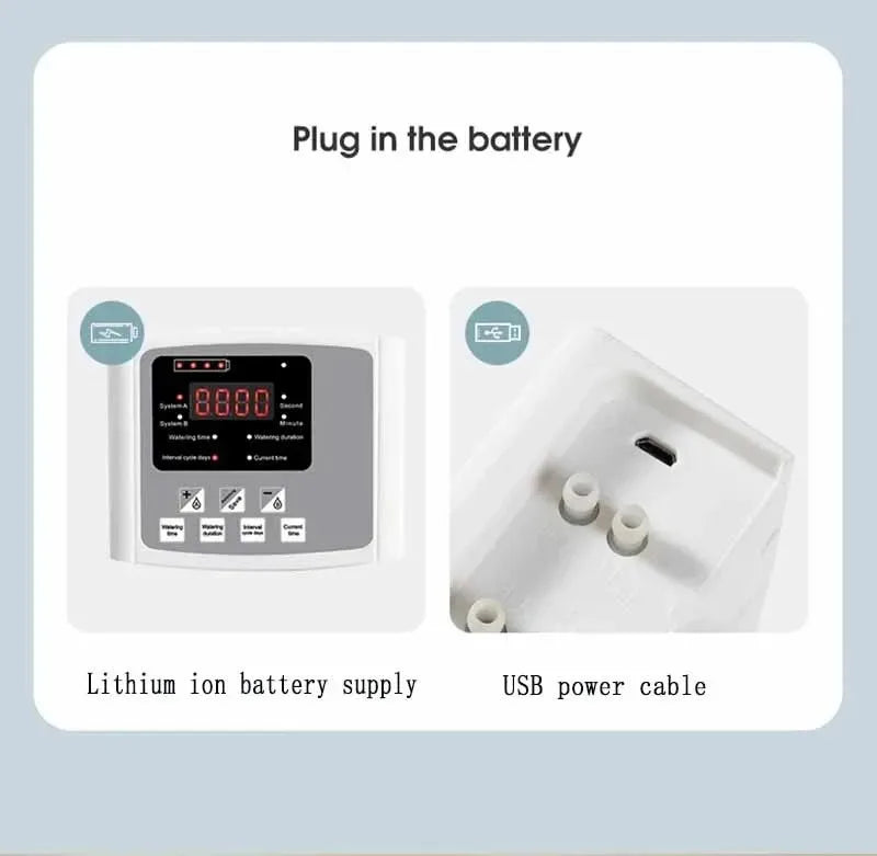 Battery and USB power connection kit for solar irrigation controller device