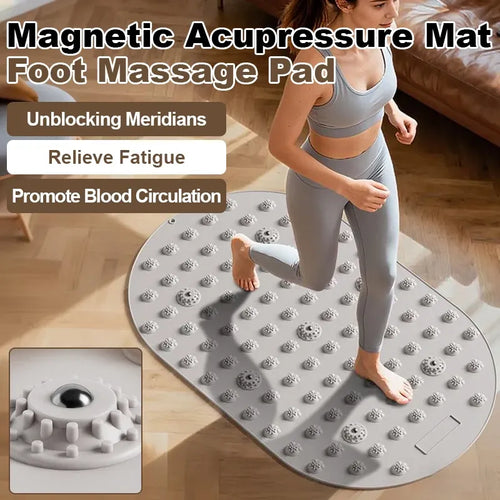 Liquid silicone foot massage pad smart yoga mat for acupoint pressure and indoor magnetic shiatsu jogging.