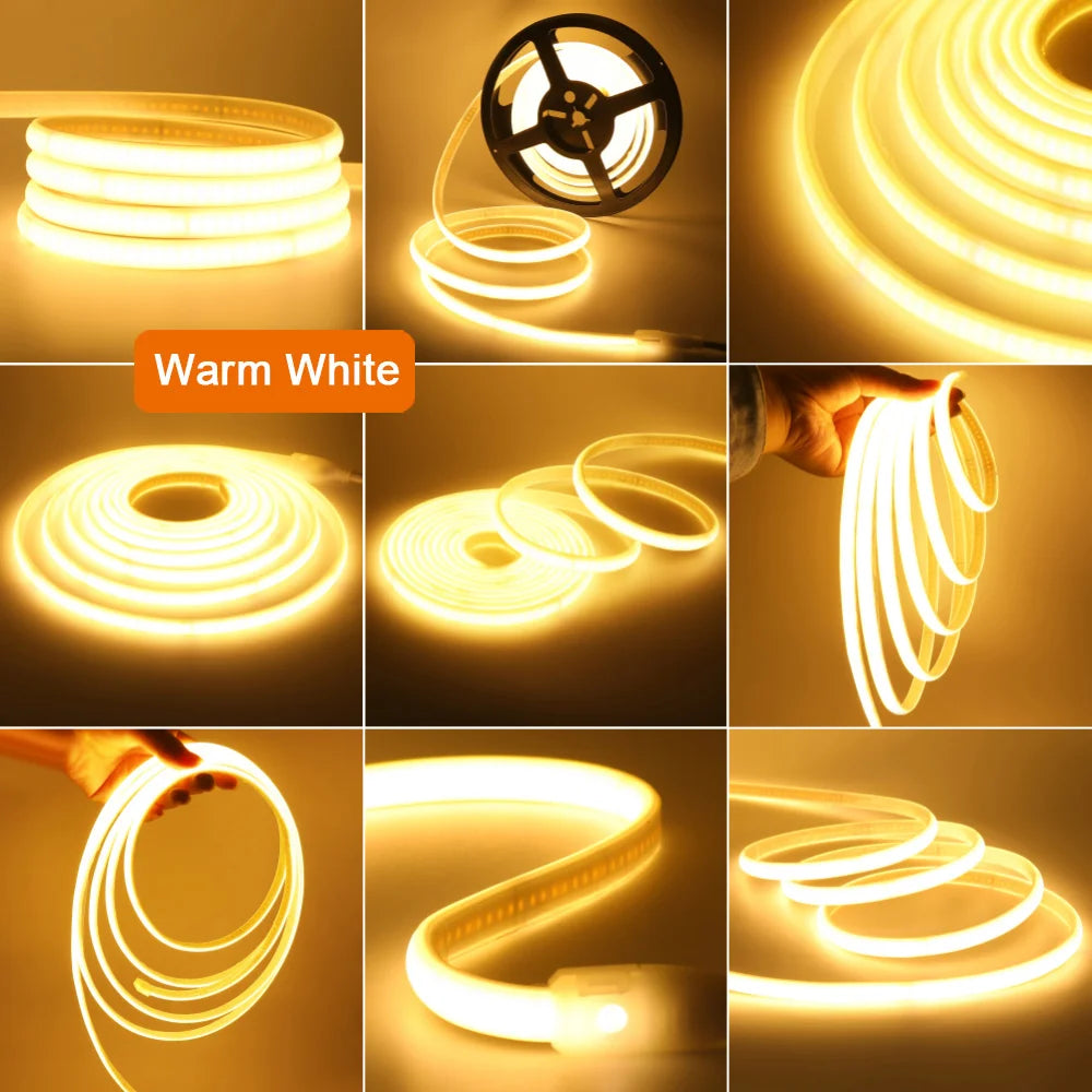 Wall Touch COB LED Neon Strip Light Wifi Bluetooth 23key Remote Control 220V Dimmer Power Kit 5m 10m 20m 40m 0.5m 240LED/m Flex