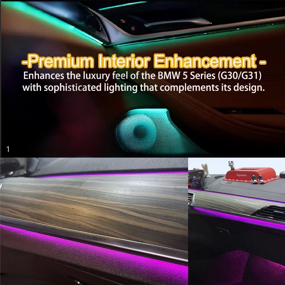 RGB color streamer For BMW 5 Series G30 G31 G30 2017-2023 OEM Design Ambient Light Interior Lighting Upgrade Precise Fit